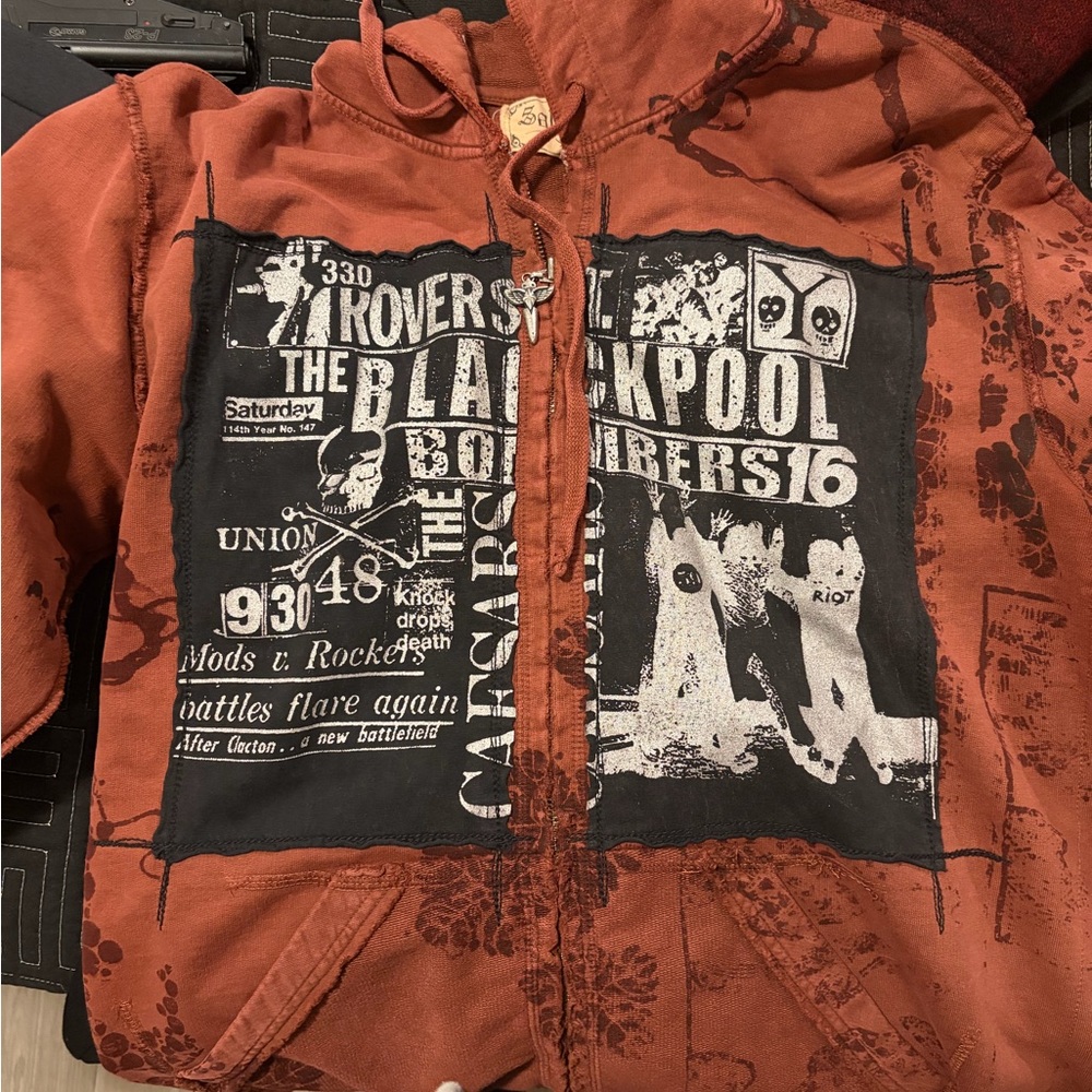 Salvage Rust Hoodie with Black Accents